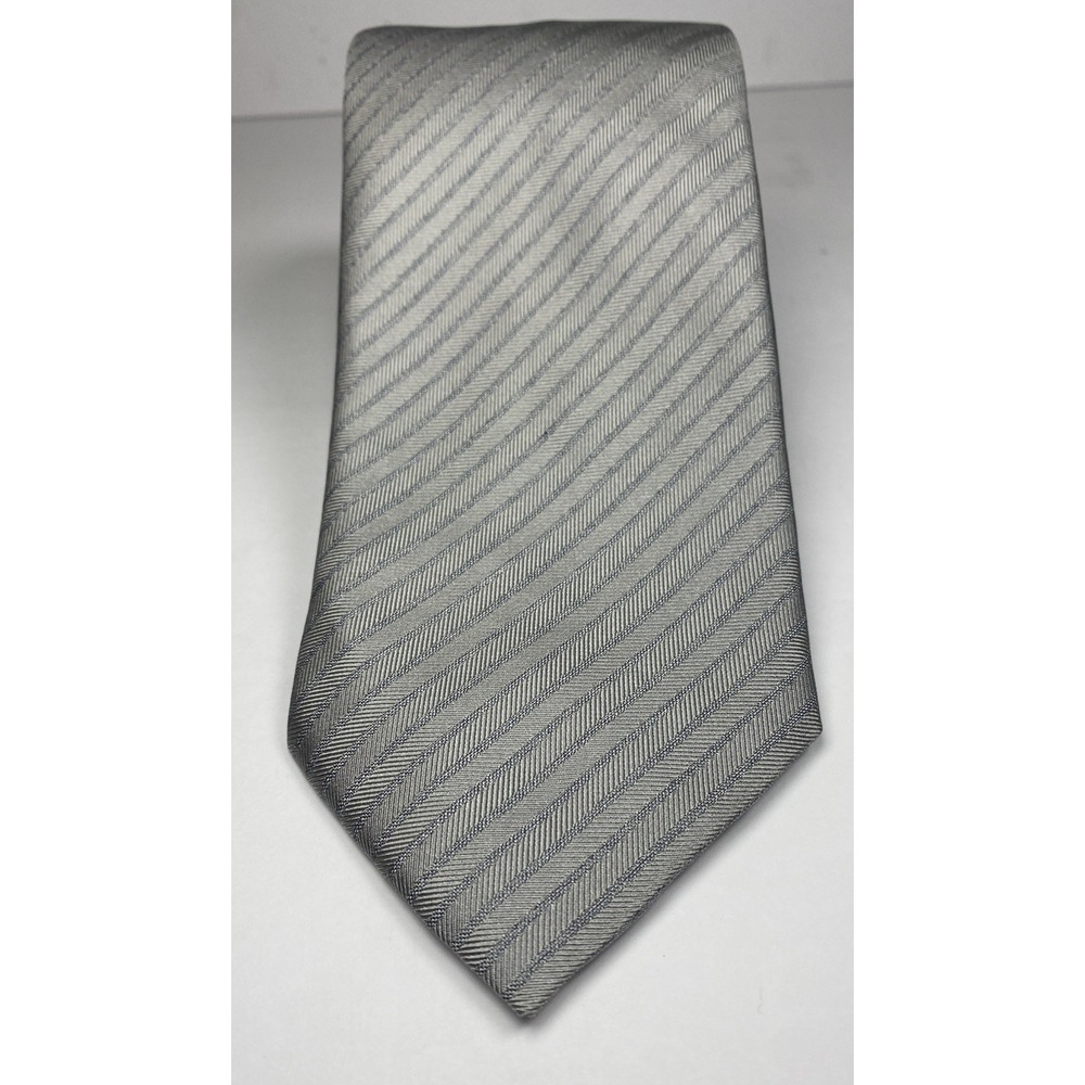 Hugo Boss Gray Herringbone Made in Italy Mens Silk Tie 3x58